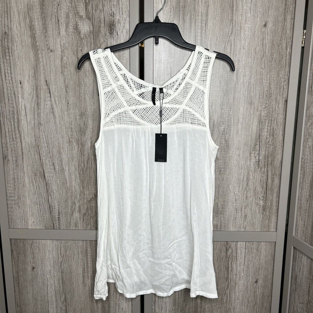 Joe's Top White Color Sleeveless Lace and Solid Size S NWT